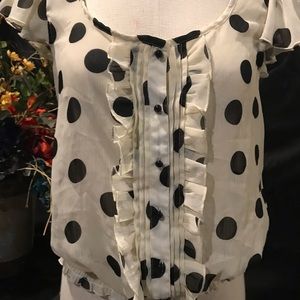 black and white polk dat blouse